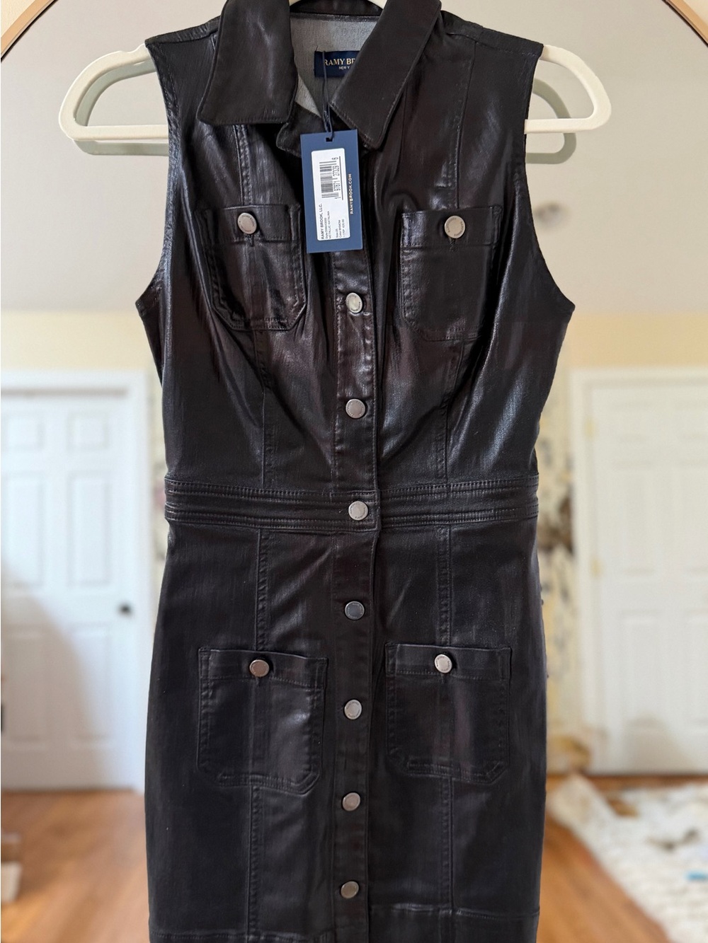 RAMY BROOK Katalina Metallic Denim Dress Black ~ NWT Size 25/XS - Retail $425 - Picture 3 of 10